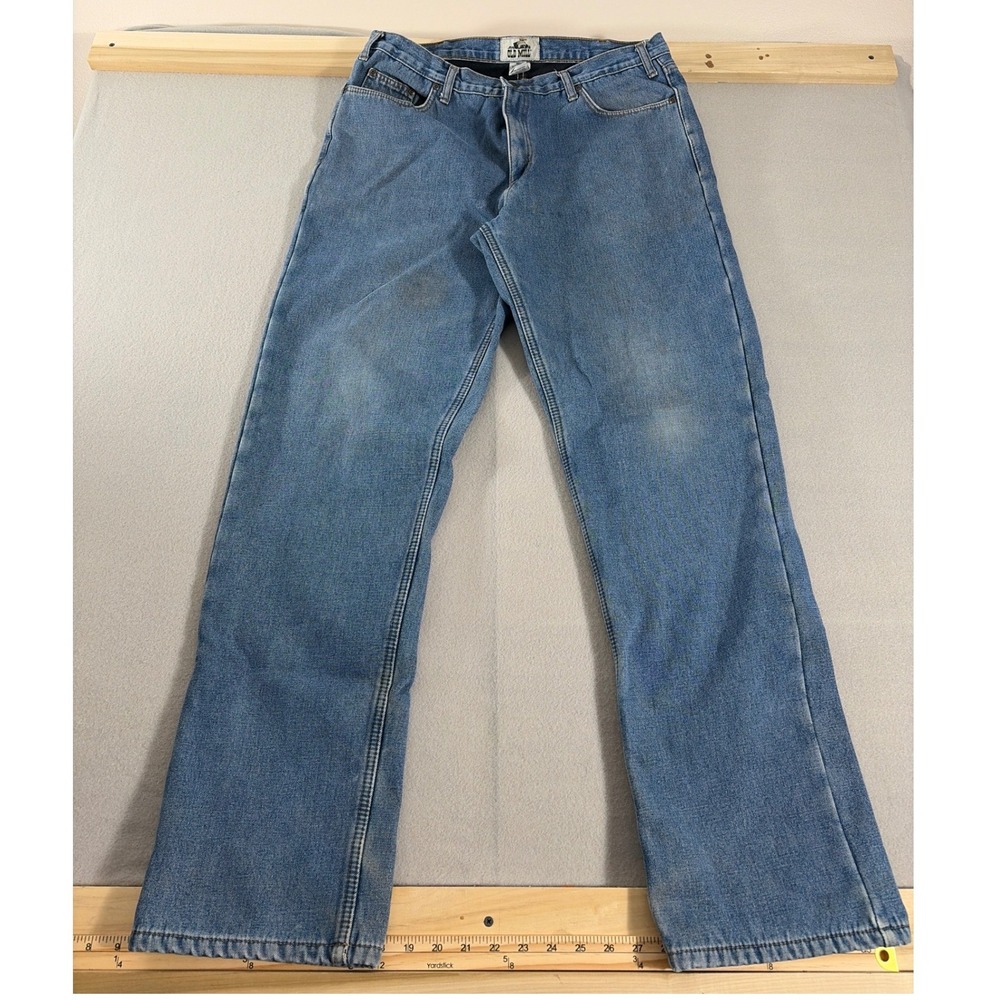 Old Mill Mens Fleece Lined Denim Jeans Medium Wash Straight Leg 38x36 Blue